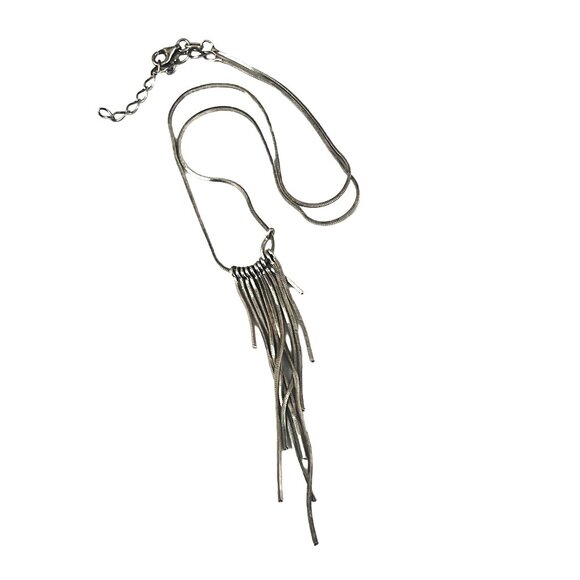 Sterling Silver Italy Long Tassel Pendant Necklace With Adjustable Chain For Wom - Picture 3 of 9